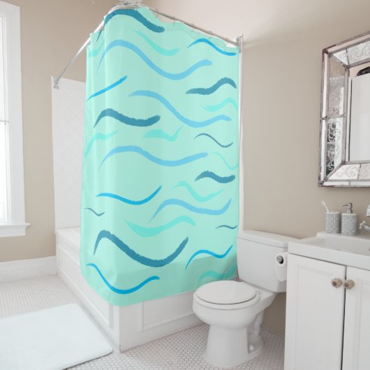 Lichtblauwe golven in de oceaan douchegordijn (In situ)