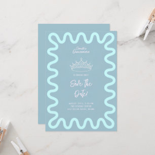 Lichtblauwe golvende rand Quinceanera Bewaar de da Kaart