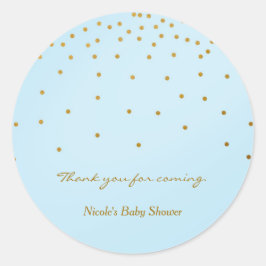 Lichtblauwe & Gouden Folie Stippen Moderne Favor S Ronde Sticker