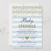 Lichtblauwe gouden streep Confetti Baby Boy Sprink Kaart (Voorkant)