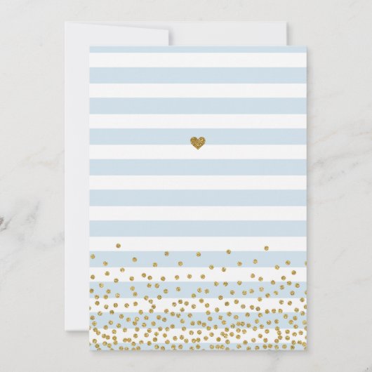 Lichtblauwe gouden streep Confetti Baby Boy Sprink Kaart (Achterkant)