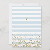 Lichtblauwe Gouden Streep Confetti Baby Jongen Tra Kaart (Achterkant)