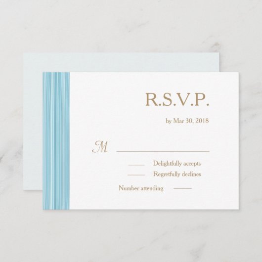 Lichtblauwe gouden subtiele strepen RSVP Kaart (Voorkant / Achterkant)