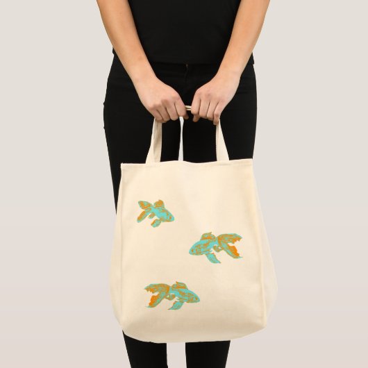 lichtblauwe goudvis tote bag (Voorkant (product))