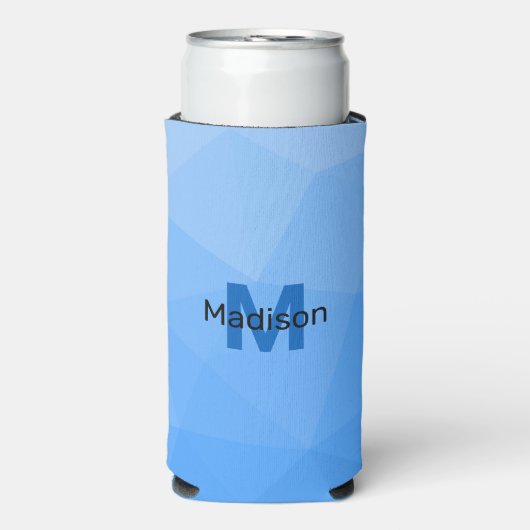 Lichtblauwe gradiënt geometrie mesh patroon Monogr Seltzer Blikjeskoeler (Seltzer Voorkant)