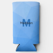 Lichtblauwe gradiënt geometrie mesh patroon Monogr Seltzer Blikjeskoeler (Voorkant)