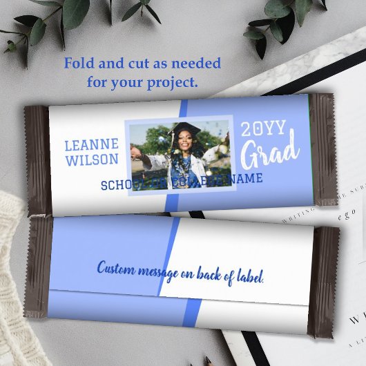Lichtblauwe Graduatie Custom Candy Bar Wrapper Flyer