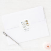 Lichtblauwe grijze bruine zomerse bloemen  ronde sticker (Envelop)