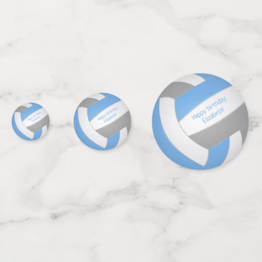 lichtblauwe grijze tiener volleybalverjaardag confetti (Voorkanten)