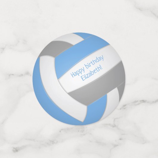 lichtblauwe grijze tiener volleybalverjaardag confetti (Kleine voorkant)