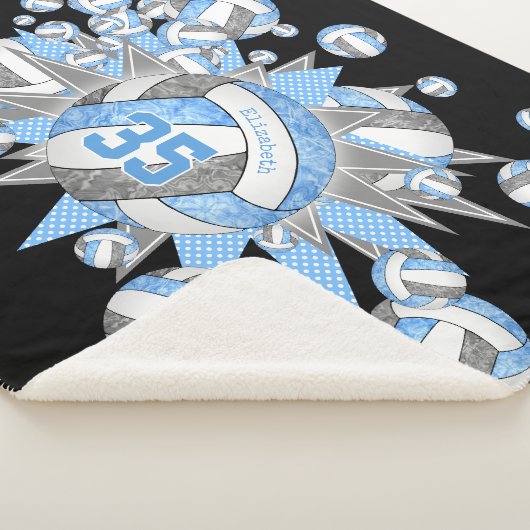 lichtblauwe grijze volleybalsterren , aangepast sherpa deken (3/4)