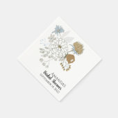 Lichtblauwe grijze zige zomerbloemen servet (Hoek)