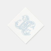 Lichtblauwe "H" Monogram Cocktails Servetten (Hoek)