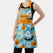 Lichtblauwe Halloween met geesten, pompoenen, vlee Schort (Insitu)