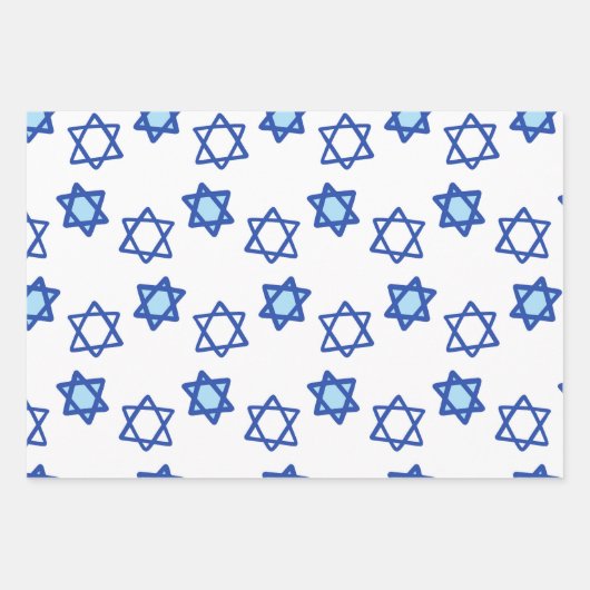 Lichtblauwe Hamsa ster van David Pattern Chanoeka Inpakpapier Vel (Voorkant 2)