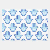 Lichtblauwe Hamsa ster van David Pattern Chanoeka Inpakpapier Vel (Voorkant)