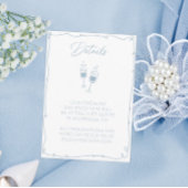 Lichtblauwe Hand Getrokken Bruid en Bruidegom Deta Informatiekaartje