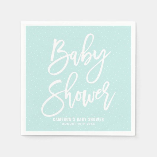 Lichtblauwe handgeletterde Baby showers papieren s Servetten (Voorkant)