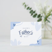 Lichtblauwe hart-thema Happy Vaderdag Briefkaart (Staand voorkant)