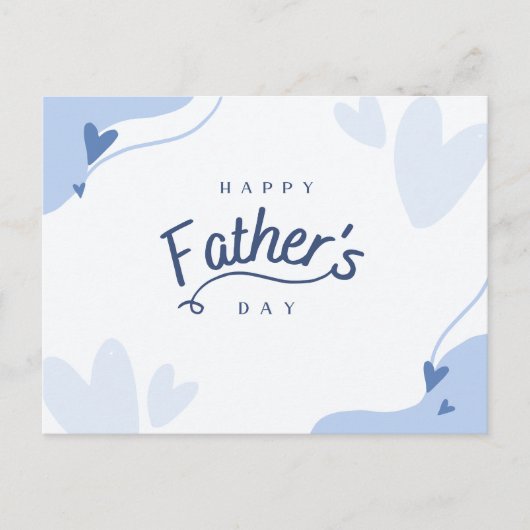 Lichtblauwe hart-thema Happy Vaderdag Briefkaart (Voorkant)