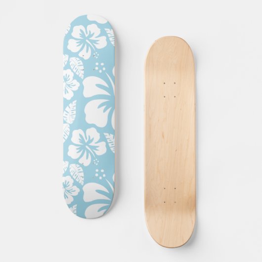 Lichtblauwe Hawaiiaanse tropische hibiscus Persoonlijk Skateboard (Voorkant)
