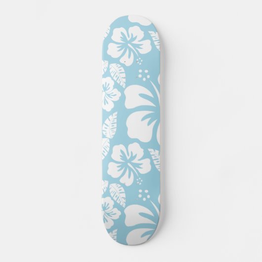 Lichtblauwe Hawaiiaanse tropische hibiscus Persoonlijk Skateboard (Voorkant)