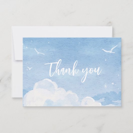 Lichtblauwe hemel bruiloft Dank u kaarten (Voorkant)