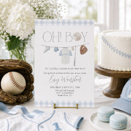 lichtblauwe honkbal O, jongen baby shower uitnodig Kaart