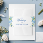 Lichtblauwe Hortensia Aquarel Bloem Bruiloft Uitnodigingen Wikkel