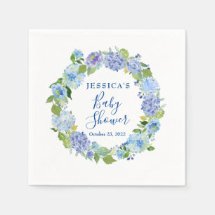 Lichtblauwe Hortensia Bloemen Baby Shower Papier Servet