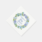 Lichtblauwe Hortensia Bloemen Baby Shower Papier Servet (Hoek)
