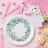 Lichtblauwe Hortensia Bloemen Bruiloft Feest Papieren Bordje (Feest)