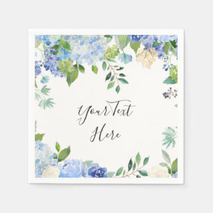 Lichtblauwe Hortensia Bloemen FEest Papier Servet