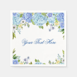 Lichtblauwe Hortensia Bloemen PARTY Papier Servet