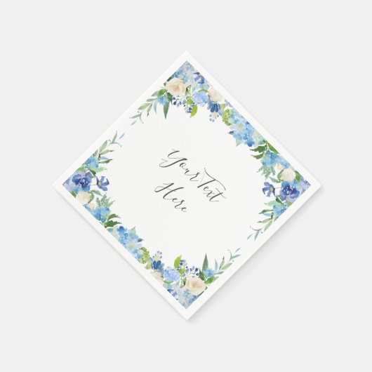 Lichtblauwe Hortensia Bloemenfeest Papier Servet (Hoek)