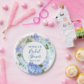 Lichtblauwe Hortensia Bloemige Bruidsdouche Feest Papieren Bordje (Feest)