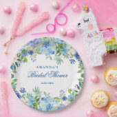 Lichtblauwe Hortensia Bruidsbruiloft Papieren Bordje (Feest)