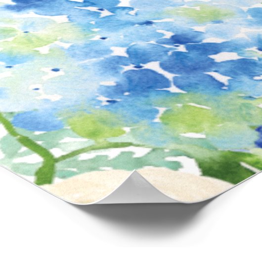 Lichtblauwe Hortensia Bruidsdouche Fotorekwisiet Poster (Hoek)