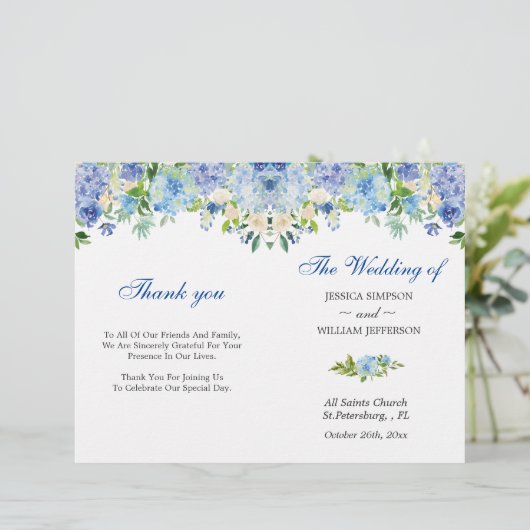 Lichtblauwe Hortensia Groene Touw Bruiloft (Staand voorkant)