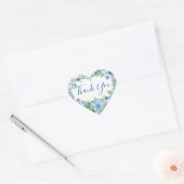 Lichtblauwe Hortensia & Groene Waterverf Bruiloft Hart Sticker (Envelop)