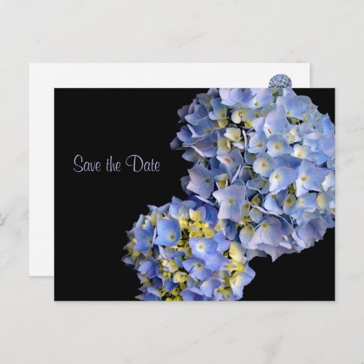 Lichtblauwe hortensia's Floral Bewaar de datumkaar Aankondigingskaart (Voorkant / Achterkant)