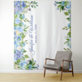 Lichtblauwe Hortensia's Trouwfotocabine Achtergron Wandkleed