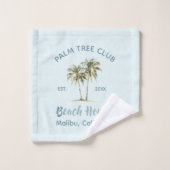 Lichtblauwe houten palmbomen Modern Beach House Bad Handdoek (Wasdoekje)