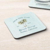 Lichtblauwe houten palmbomen Modern Beach House Bier Onderzetter (Linkerzijde)