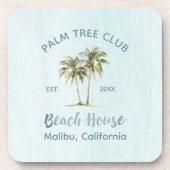 Lichtblauwe houten palmbomen Modern Beach House Bier Onderzetter (Voorkant)