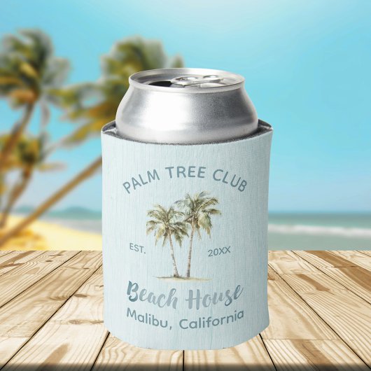 Lichtblauwe houten palmbomen Modern Beach House Blikjeskoeler