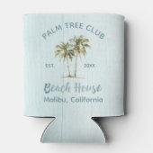 Lichtblauwe houten palmbomen Modern Beach House Blikjeskoeler (Achterkant)