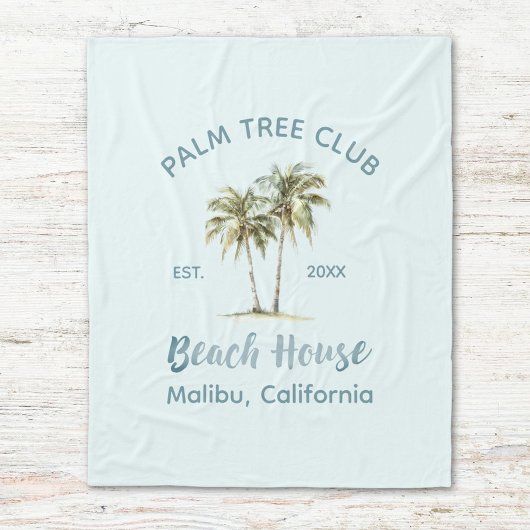 Lichtblauwe houten palmbomen Modern Beach House Fleece Deken
