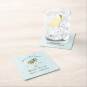 Lichtblauwe houten palmbomen Modern Beach House Kartonnen Onderzetters (Insitu)