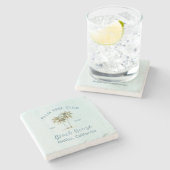 Lichtblauwe houten palmbomen Modern Beach House Stenen Onderzetter (Zijkant)